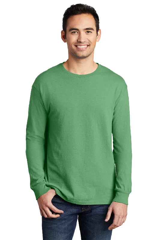 Act Fast Port & Company Mens Beach Wash Long Sleeve Crewneck T-Shirt - Safari Green