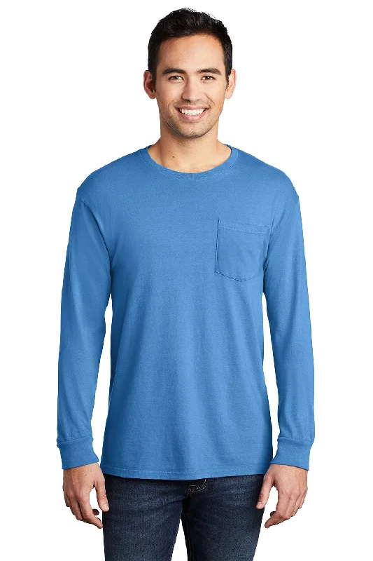 Big Deal Port & Company Mens Beach Wash Long Sleeve Crewneck T-Shirt w/ Pocket - Blue Moon Big Deal Port & Company Mens Beach Wash Long Sleeve Crewneck T-Shirt w/ Pocket - Blue Moon