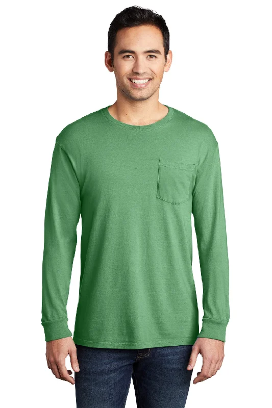 Mega Sale Port & Company Mens Beach Wash Long Sleeve Crewneck T-Shirt w/ Pocket - Safari Green Mega Sale Port & Company Mens Beach Wash Long Sleeve Crewneck T-Shirt w/ Pocket - Safari Green