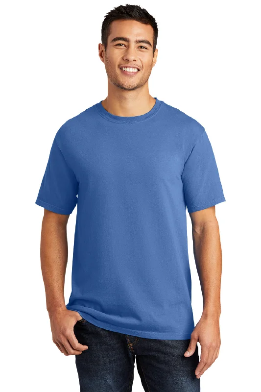 Super Deal Port & Company Mens Beach Wash Short Sleeve Crewneck T-Shirt - Blue Moon