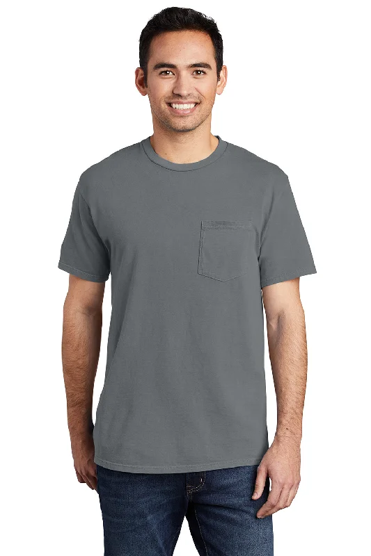 Bonus Offer Port & Company Mens Beach Wash Short Sleeve Crewneck T-Shirt w/ Pocket - Coal Grey Bonus Offer Port & Company Mens Beach Wash Short Sleeve Crewneck T-Shirt w/ Pocket - Coal Grey