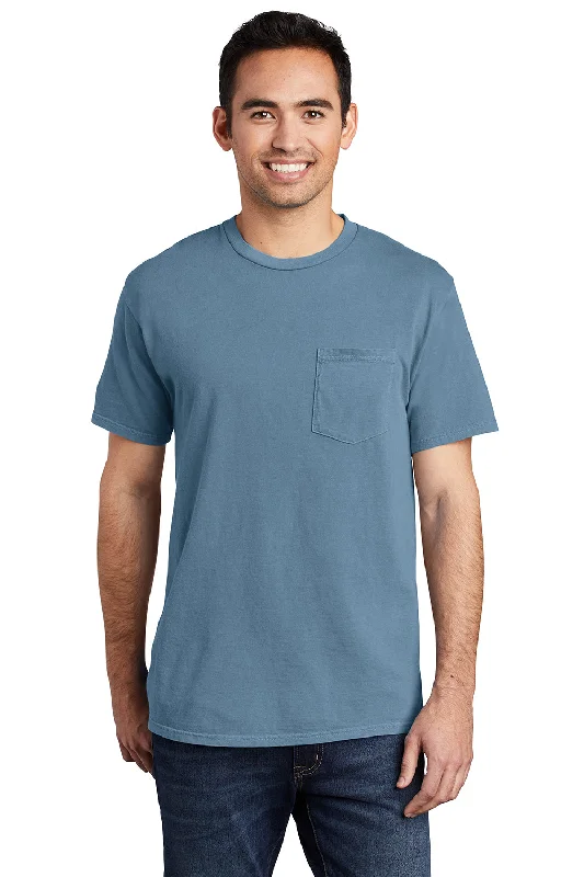 Don't Miss Out Port & Company Mens Beach Wash Short Sleeve Crewneck T-Shirt w/ Pocket - Mist Blue Don't Miss Out Port & Company Mens Beach Wash Short Sleeve Crewneck T-Shirt w/ Pocket - Mist Blue