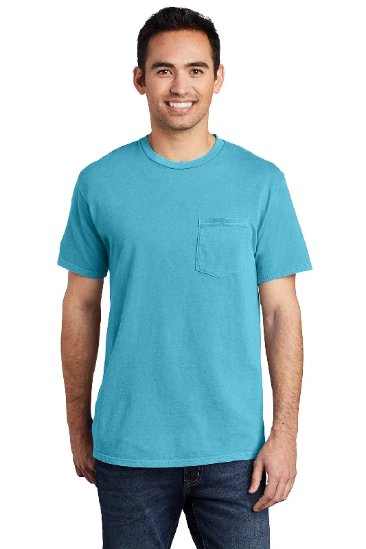 Amazing Value Port & Company Mens Beach Wash Short Sleeve Crewneck T-Shirt w/ Pocket - Tidal Wave Blue Amazing Value Port & Company Mens Beach Wash Short Sleeve Crewneck T-Shirt w/ Pocket - Tidal Wave Blue