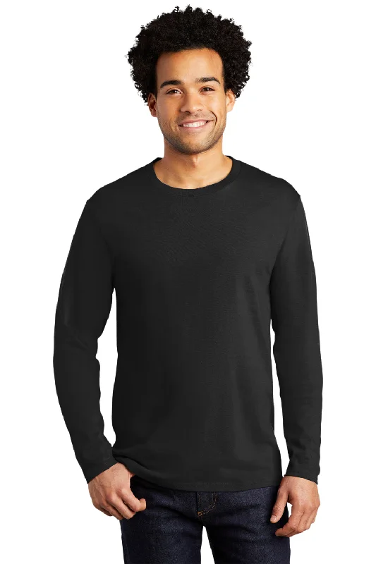 Don't Wait Port & Company Mens Bouncer Long Sleeve Crewneck T-Shirt - Deep Black