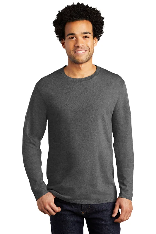 Crazy Deals Port & Company Mens Bouncer Long Sleeve Crewneck T-Shirt - Heather Dark Grey