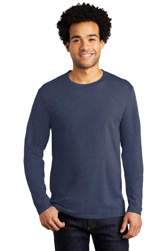 Price Drop Alert Port & Company Mens Bouncer Long Sleeve Crewneck T-Shirt - Heather Team Navy Blue