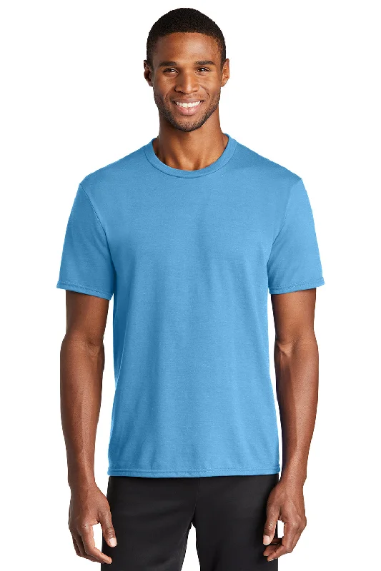 New Markdowns Port & Company Mens Dry Zone Performance Moisture Wicking Short Sleeve Crewneck T-Shirt - Aquatic Blue