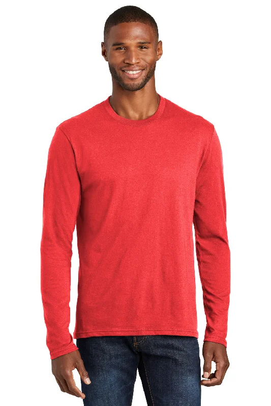 Weekend Extravaganza: Shop Now Port & Company Mens Fan Favorite Long Sleeve Crewneck T-Shirt - Heather Bright Red Weekend Extravaganza: Shop Now Port & Company Mens Fan Favorite Long Sleeve Crewneck T-Shirt - Heather Bright Red