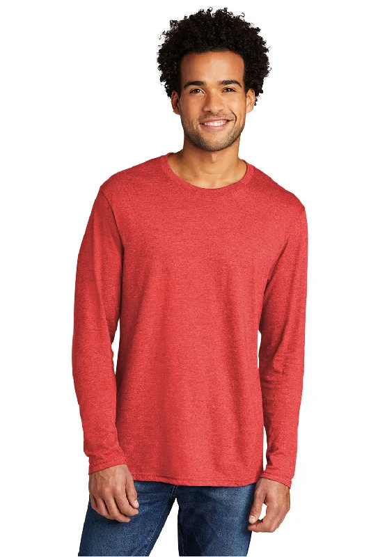 Flash Sale Port & Company Mens Long Sleeve Crewneck T-Shirt - Heather Bright Red
