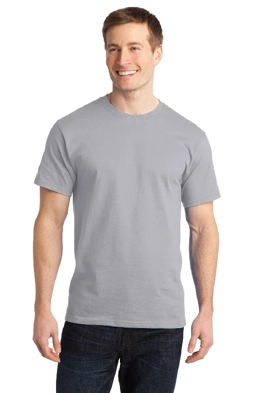 Super Bargain Port & Company Mens Short Sleeve Crewneck T-Shirt - Silver Grey
