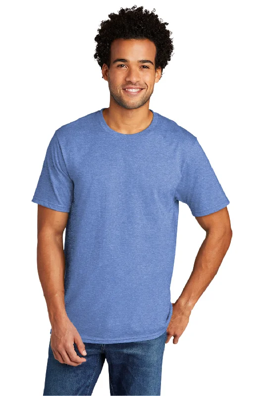 Exclusive Offer Port & Company Mens Short Sleeve Crewneck T-Shirt - Heather Carolina Blue