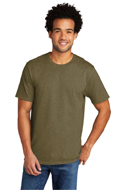 Crazy Deal Port & Company Mens Short Sleeve Crewneck T-Shirt - Heather Coyote Brown