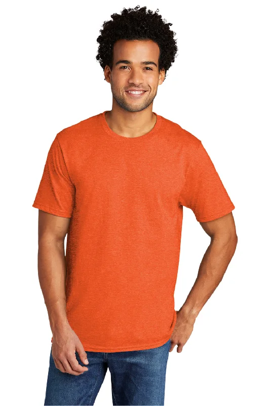 Act Fast Port & Company Mens Short Sleeve Crewneck T-Shirt - Heather Deep Orange