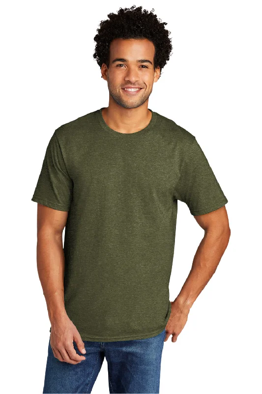 Take Action Port & Company Mens Short Sleeve Crewneck T-Shirt - Heather Military Green