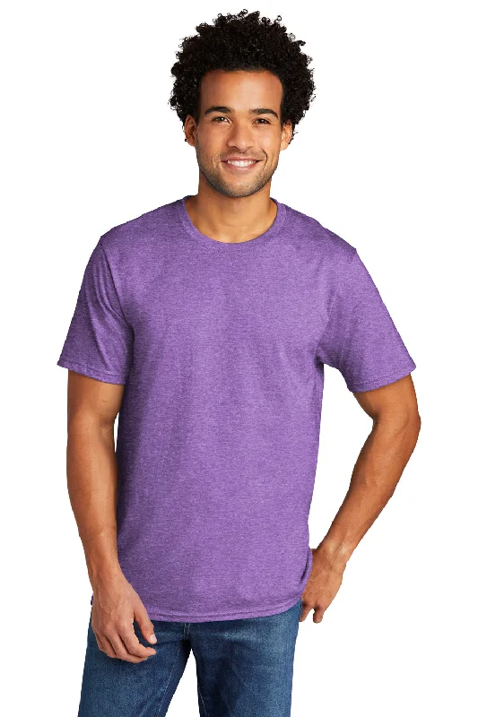 Online Deal Port & Company Mens Short Sleeve Crewneck T-Shirt - Heather Team Purple