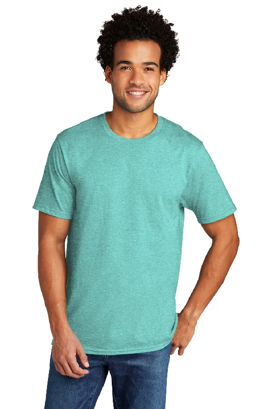 Mega Sale Port & Company Mens Short Sleeve Crewneck T-Shirt - Heather Vivid Teal Green