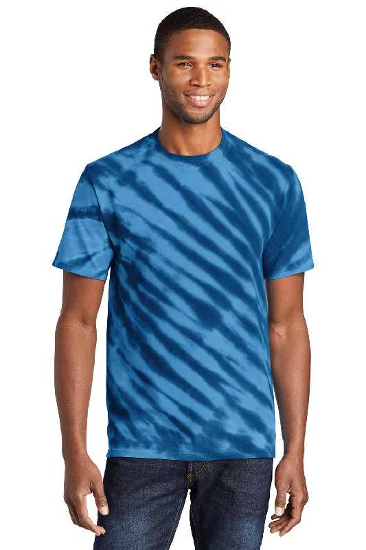 Mega Sale Port & Company Mens Tie-Dye Short Sleeve Crewneck T-Shirt - Navy Blue