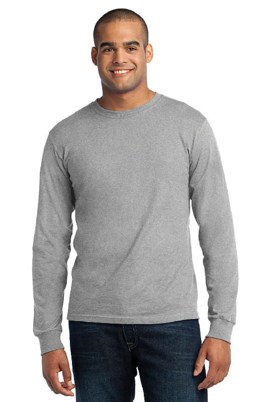 Super Deal Port & Company Mens USA Made Long Sleeve Crewneck T-Shirt - Heather Grey - Closeout Super Deal Port & Company Mens USA Made Long Sleeve Crewneck T-Shirt - Heather Grey - Closeout