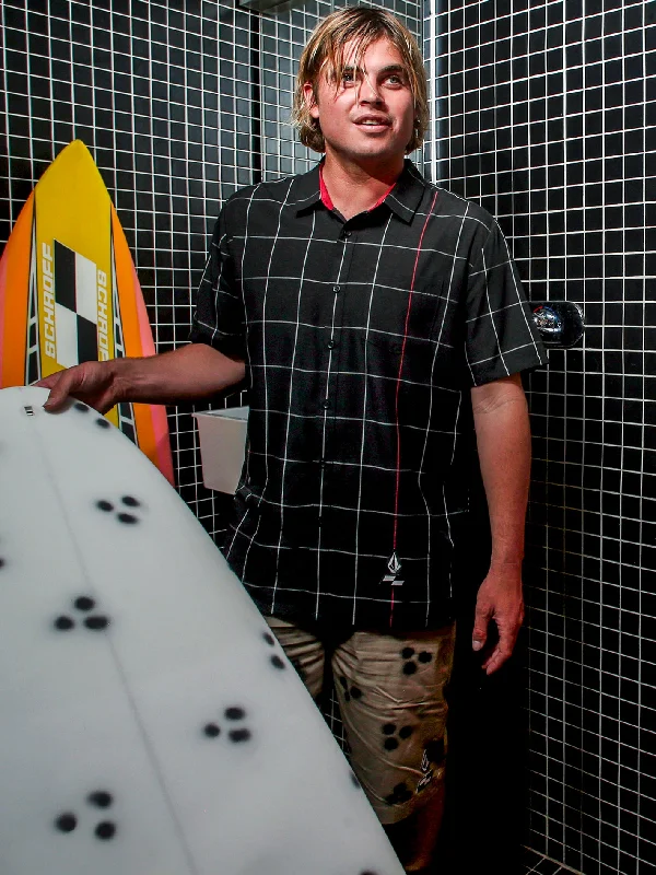Stock Clearance Schroff X Volcom Plaid Short Sleeve Shirt - Black