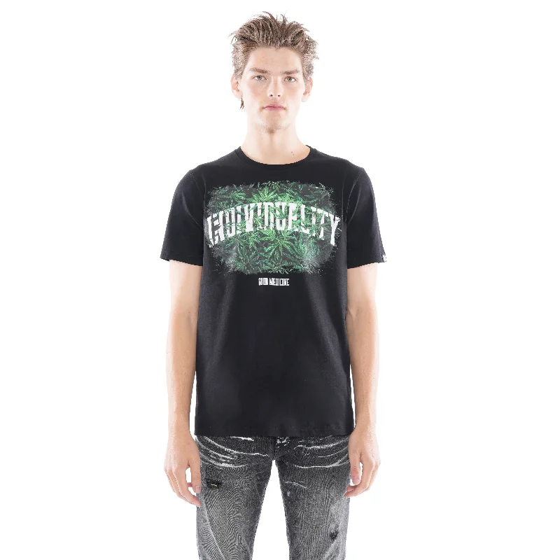 Special Discount SHORT SLEEVE CREW NECK TEE  "GOOD MEDICINE" IN BLACK