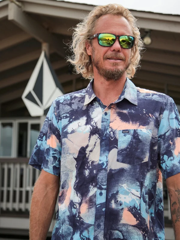 Crazy Savings Skulli Print Short Sleeve Shirt - Navy