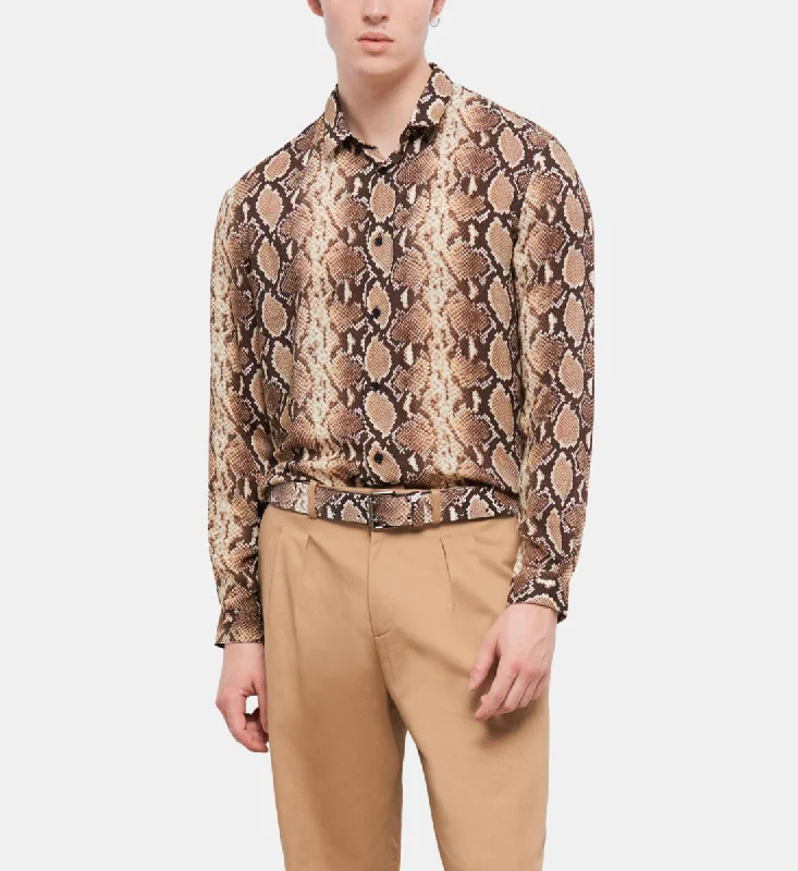Super Bargain Snakeskin Print Casual Shirt