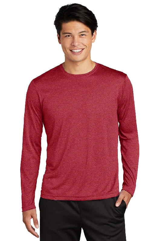 Special Buy Sport-Tek Mens Contender Heather Moisture Wicking Long Sleeve Crewneck T-Shirt - Heather Scarlet Red Special Buy Sport-Tek Mens Contender Heather Moisture Wicking Long Sleeve Crewneck T-Shirt - Heather Scarlet Red