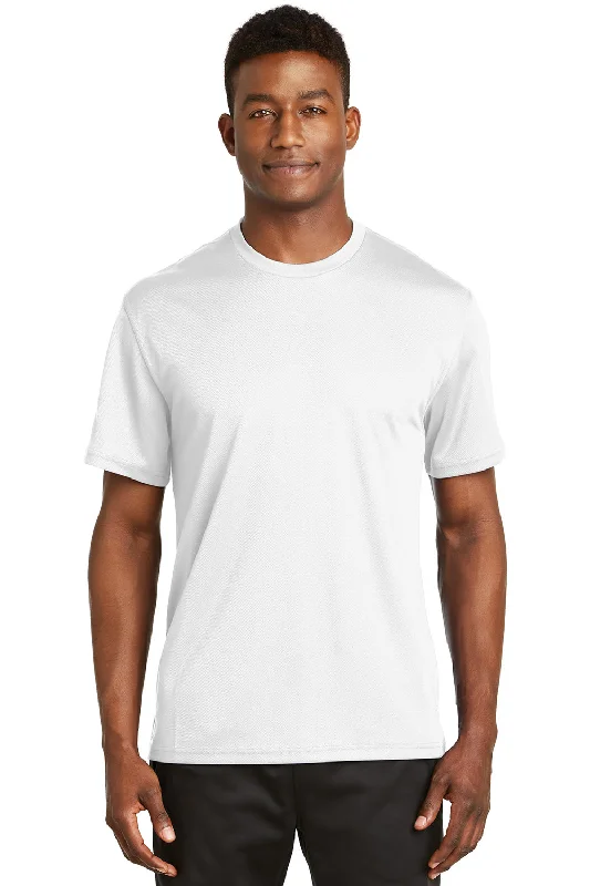 Reduced Price Sport-Tek Mens Dri-Mesh Moisture Wicking Short Sleeve Crewneck T-Shirt - White - Closeout Reduced Price Sport-Tek Mens Dri-Mesh Moisture Wicking Short Sleeve Crewneck T-Shirt - White - Closeout