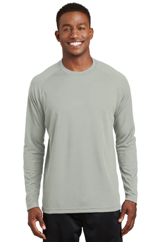 Extra Savings Sport-Tek Mens Dry Zone Moisture Wicking Long Sleeve Crewneck T-Shirt - Silver Grey