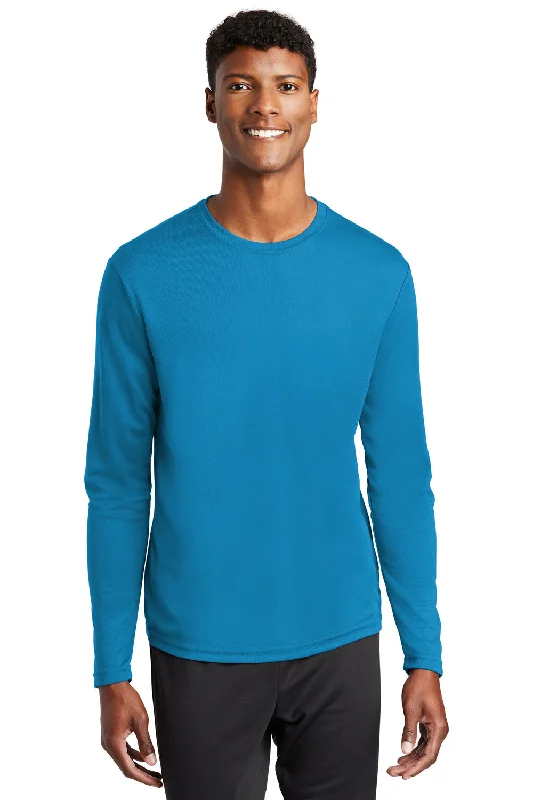 Extra Savings Sport-Tek Mens RacerMesh Moisture Wicking Long Sleeve Crewneck T-Shirt - Pond Blue Extra Savings Sport-Tek Mens RacerMesh Moisture Wicking Long Sleeve Crewneck T-Shirt - Pond Blue