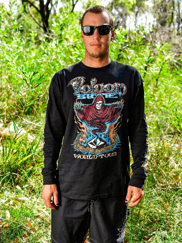 Price Reduction Stone Ghost Long Sleeve Tee - Black