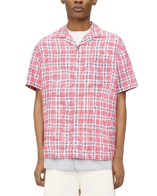 Mega Sale Theory Wrinkle Check Silk-Blend Shirt