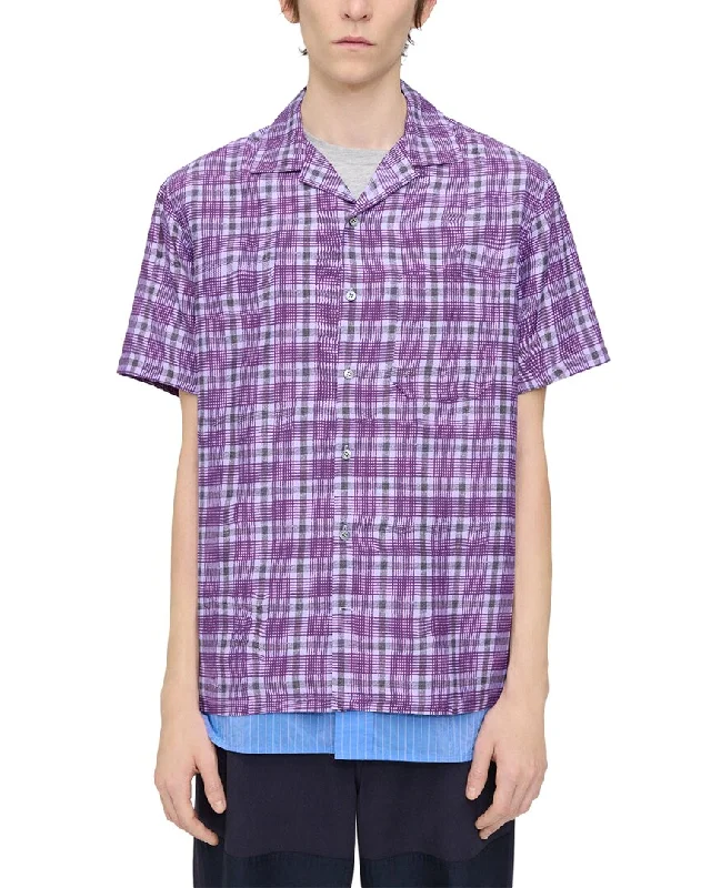 Don’t Miss Out Theory Wrinkle Check Silk-Blend Shirt