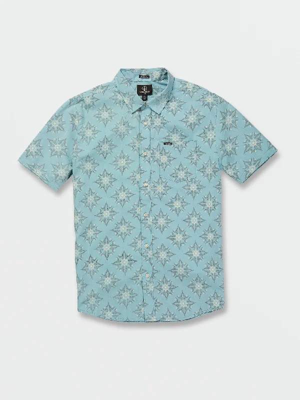 Discount Deals Throwing Star Short Sleeve Shirt - Coastal Blue