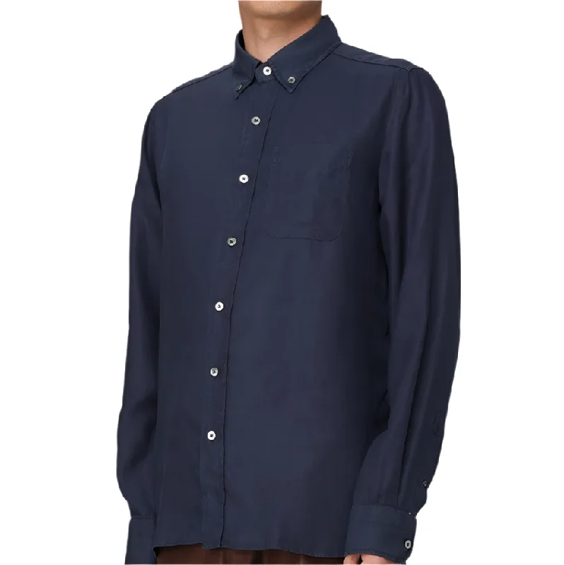 Discount Mania Tom Ford Mens Button Up Cotton Shirt in Navy