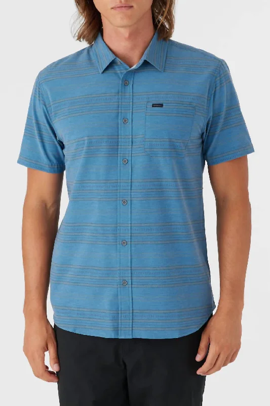 Don’t Miss Out Trvlr Upf Traverse Stripe Standard Shirt In Copen Blue