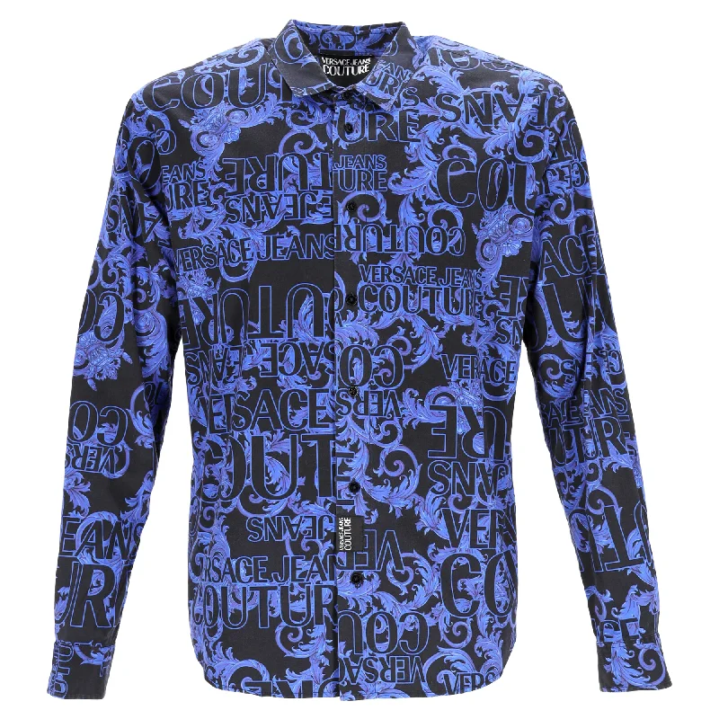 Flash Deals Versace Jeans Couture Baroque Print Shirt in Blue Cotton