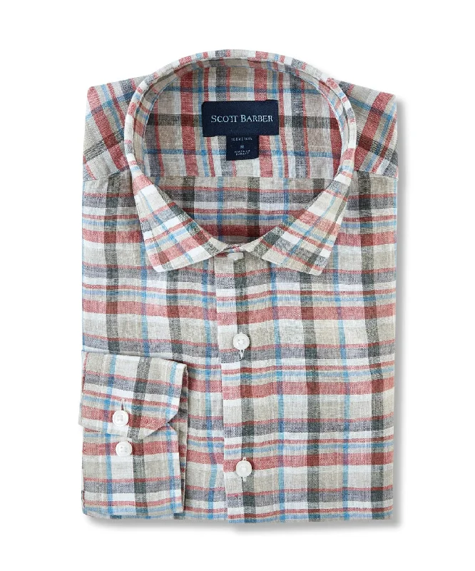 Stock Clearance Washed Linen Bold Plaid, Spice