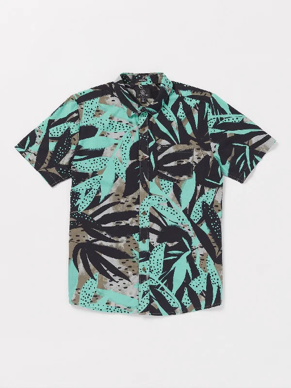 Weekend Discounts to Enjoy Waterside Floral Short Sleeve Shirt - Dusty Aqua