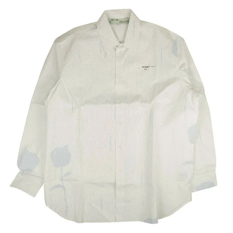 Limited Time White Floral Striped Shirt