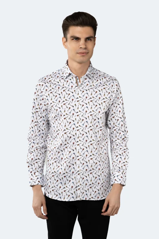 One-DAY Sale White with Multicolor Guitar Shirt